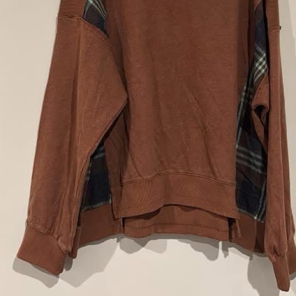 ODDY Women's Rust Brown Pullover with Plaid Side Panels size 3x nwt - Picture 3 of 3